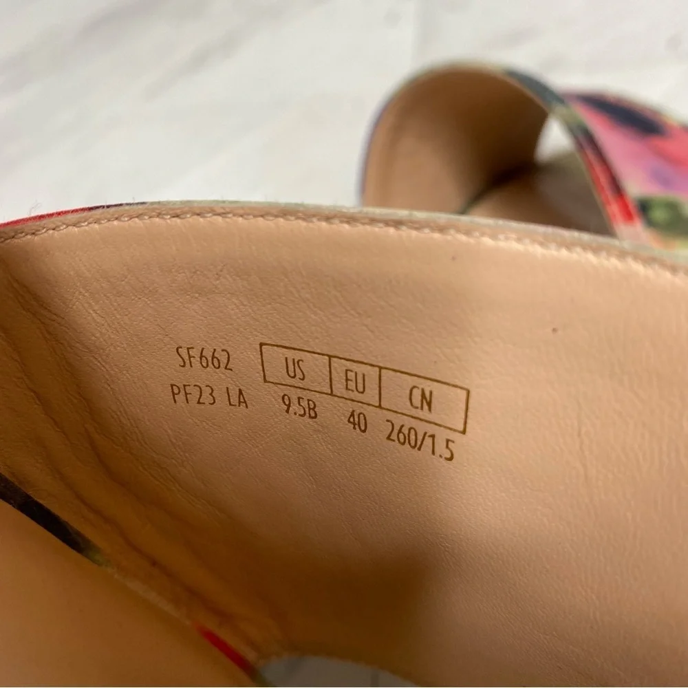 Stuart Weitzman Cayman 35 Square Toe Multicolor Block Heel Sandal 9 1/2 B - Picture 10 of 14